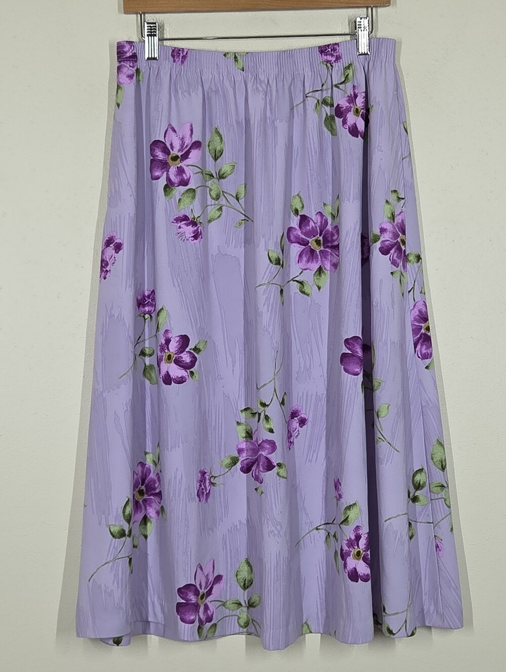 Vtg 90s Y2K Lavender Purple Floral Midi Skirt 28" Fairy Cottagecore Romantic